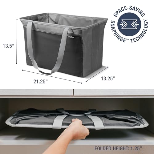 Collapsible Tote Baskets With Handles (Gray/Gray / 64l - 2 Pack)