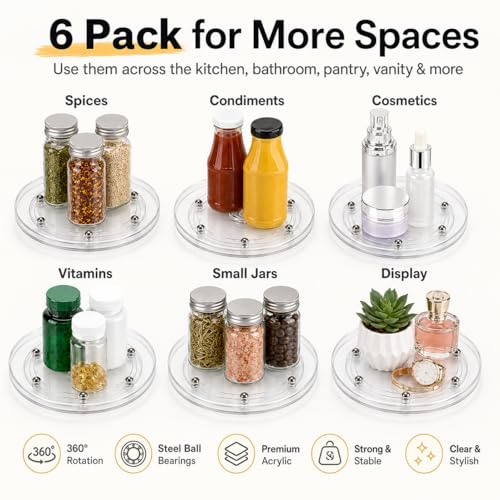 6 Pack Small Lazy Susan 6 inch (6 Inch)