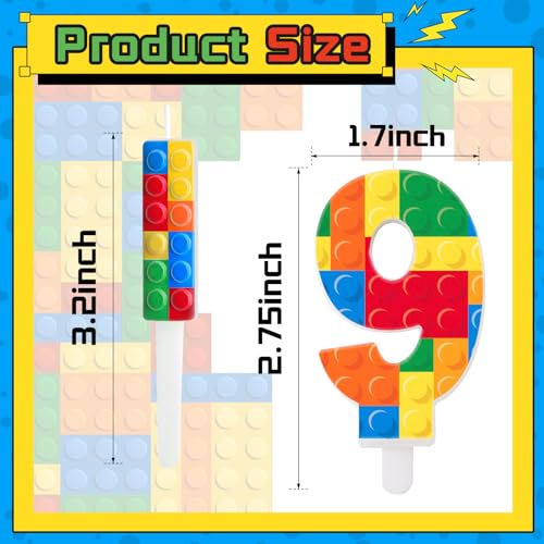 7 Pcs Building Block Themed Birthday Candles Set Building Blocks Number 8 Candle Cake Topper for Building Block Party Decoration Supplies (Multicolor / 8)