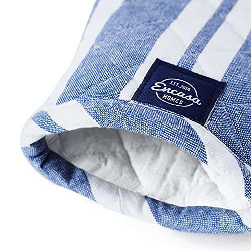 Oven Mitts Heat Resistant Kitchen Gloves (Oven Gloves / Franca Blue Stripes)