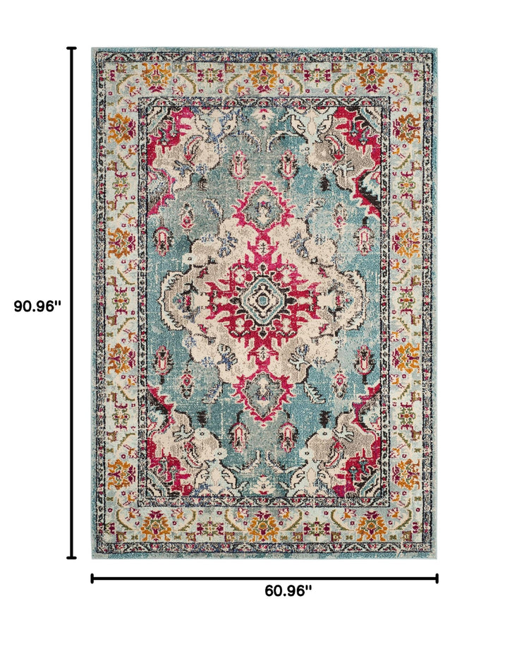 Monaco Area Rug 5'1"x7'7" (5'1" x 7'7" (Rectangular) / Light Blue/Fuchsia)