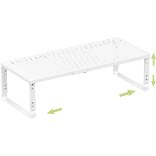 Heavy Duty Adjustable Metal Shelf Organizer (1 Pack/White / L:10.2"D x 16.5"W x 8.2"H)