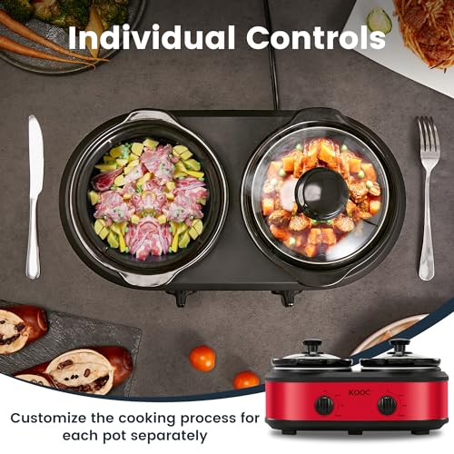 Double Small Slow Cooker (2.5 Quarts / Red)