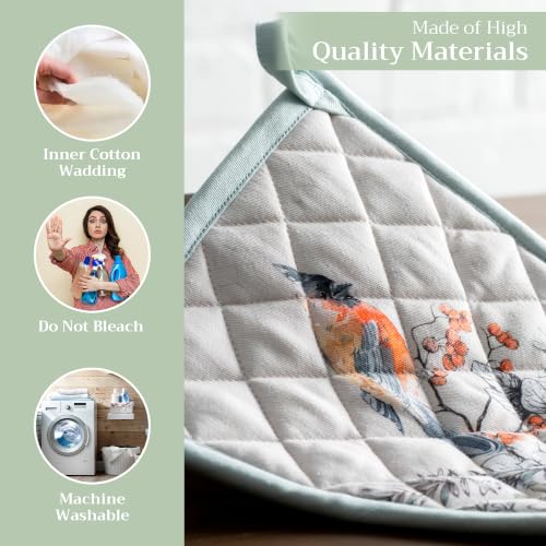 Pot Holders 100% Cotton Potholders (063 - Whitish Shabby Chique / 8" x 8" (Pot Holder Pack of 1))
