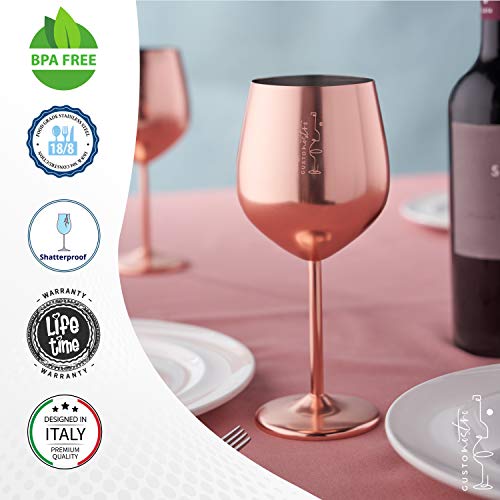 Stainless Steel Wine Glass (Set of 4 / Rose Gold)