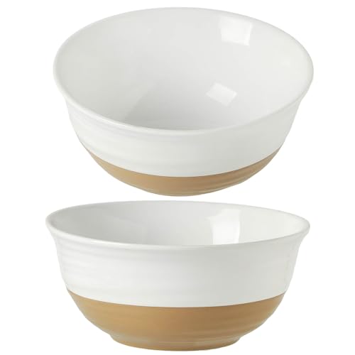 Large Ceramic Serving Bowls Set of 2 (White / 65 oz)