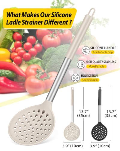 Kitchen Ladle Strainer (Black+Khaki)