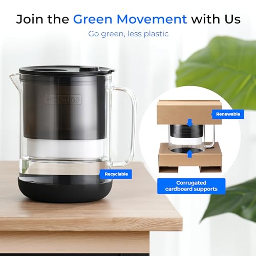 PT 72BL Glass Water Filter Pitcher (Black)