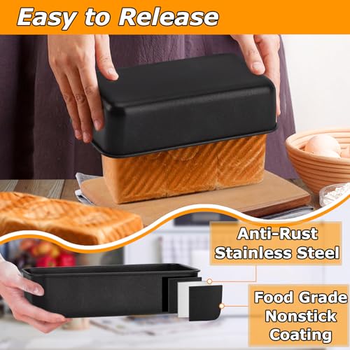 6 Pack Nonstick Loaf Bread Pan for Baking (Black / Medium)