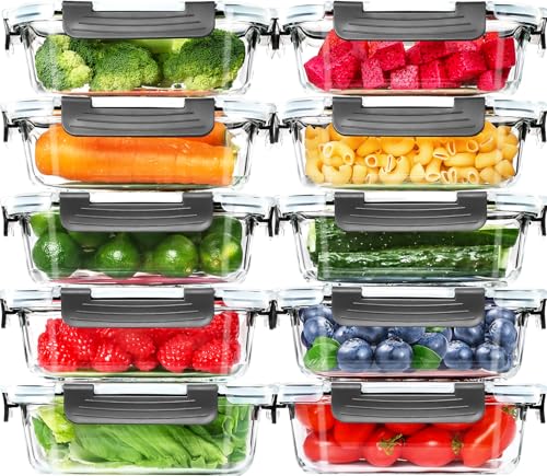 10 Pack Glass Meal Prep Containers (10PACK 22OZ)