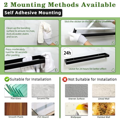 12 Inch Hand Towel Holder Black Towel Bar for Bathroom Wall Mounted (Black / 12-Inch)