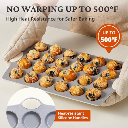 24 Cup Ceramic Nonstick Mini Muffin Pan & Cupcake Tin (Cream / 24 Cup Mini Muffin Pan (1 pack))