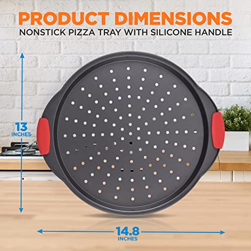 Non Stick Pizza Tray with Silicone Handles (6 Piece)
