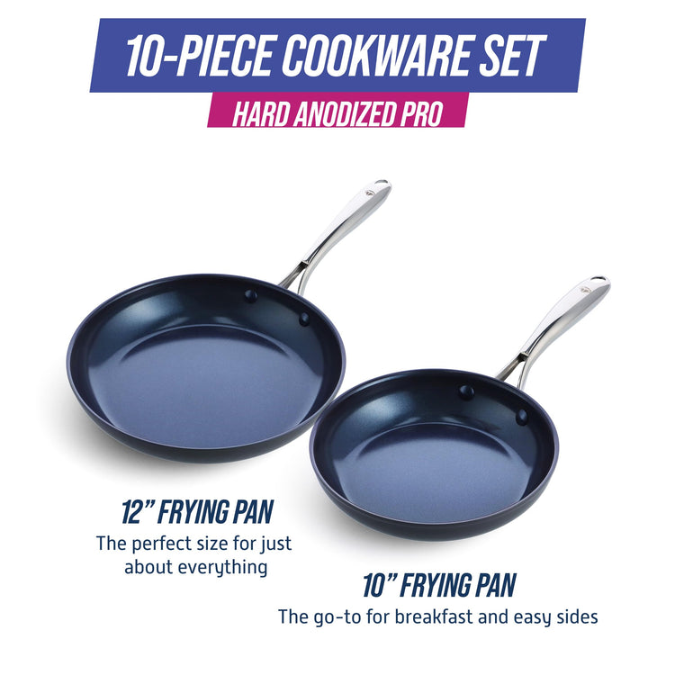 Cookware Hard Anodized Ceramic Nonstick (10" and 12" Frypan Skillet Set / Gray)