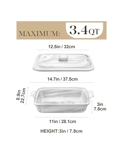 3.4 Qt Casserole Dish with Lid (3.4 QT - Marble Grey)