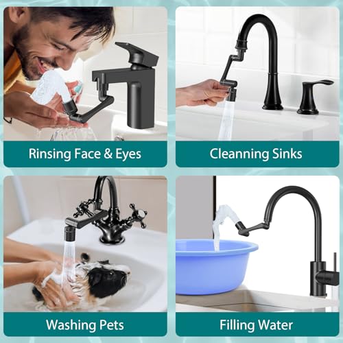1440 Swivel Faucet Extender for Kitchen (B- Black- Swivel Faucet Aerator)