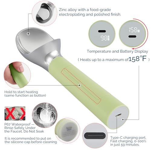 Heated Ice Cream Scoop Rechargeable (Pistachio Green / 2 oz)