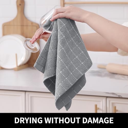 100% Cotton Terry Kitchen Towels (Grey / 13 X 28 - 8 Pack)