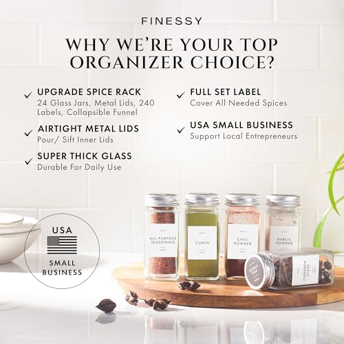 Thick Glass Spice Jars With Airtight Lids And Labels 4oz 24 Pack