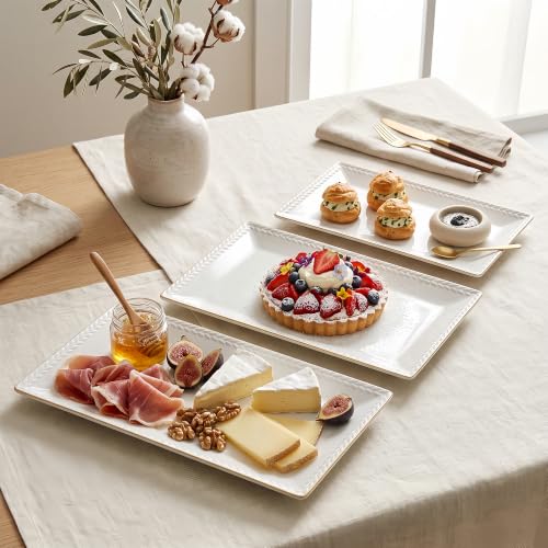 Ceramic Serving Platter Set (Small Rectangular 16”/14”/12”)