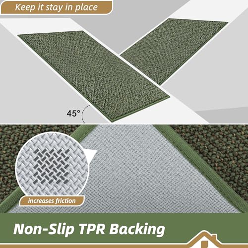Kitchen Rugs and Mats 2PCS Non (Green / 20"x32"+20"x48" (Rectangular))