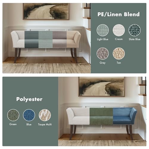 Accent Bench Upholstered with Nailhead Trim (Slate Blue)