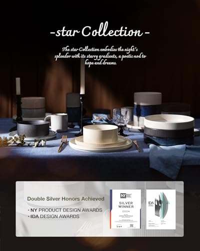 Star Plates & Bowls Sets with Rim (White)