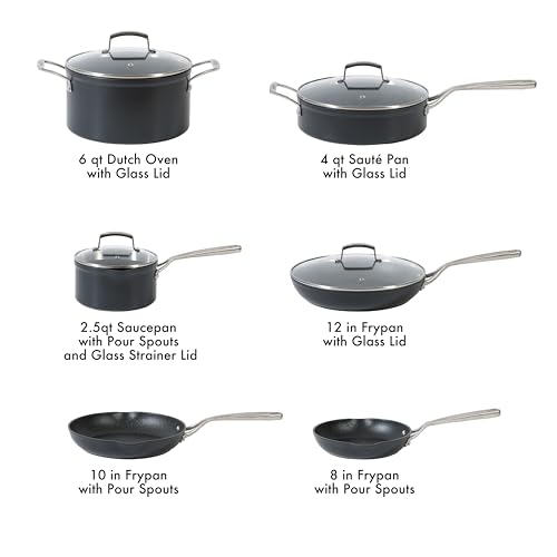 10 Piece Hard Anodized Laser Titanium Forever Non Stick Technology Durable Pots and Pans Cookware Set (Black (10pc Cookware Set) / 10-Piece Cookware Set)