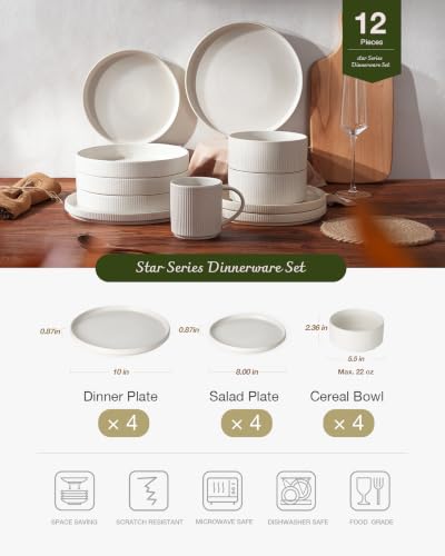 Star Stoneware Dinnerware Set (Matte White)