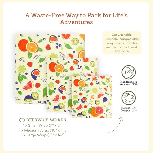 Beeswax Food Wraps (Fresh Fruit / Small, Medium, Large)