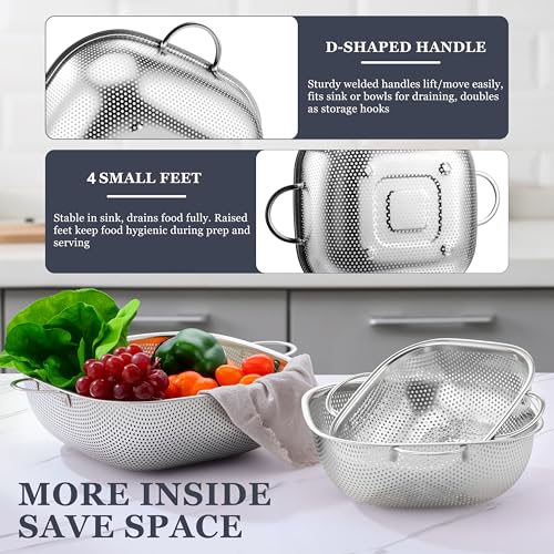Stainless Steel Colander Set of 3 (2.4/4/6QT)