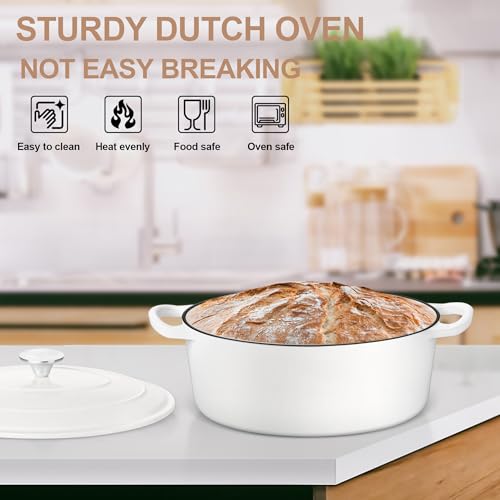 7QT Oval Dutch Oven Pot with Lid (7 QT-Oval / White)