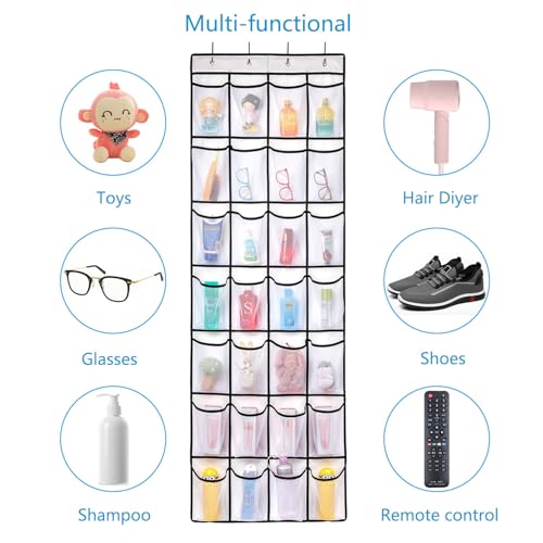 28 Large Pocket Over the Door Shoe Organzier (White-1 pack of 28)