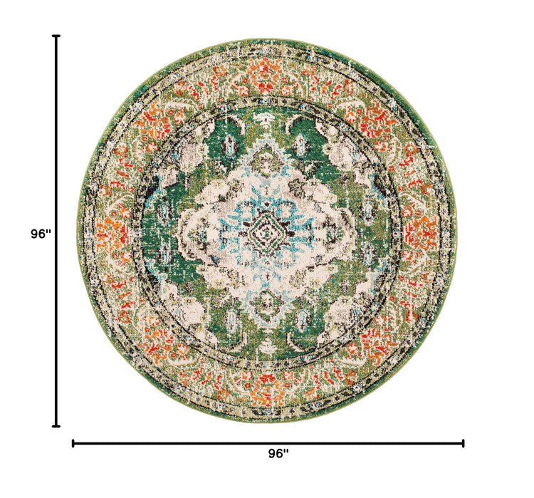 Monaco Round Rug 8' (8' (Round) / Forest Green/Light Blue)