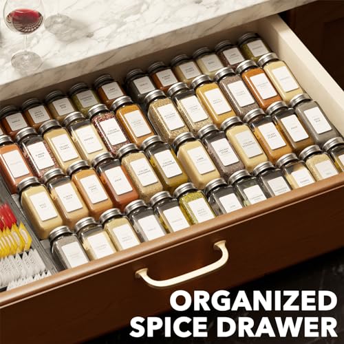 Bamboo Black Spice Drawer Organizer (12" to 23" Wide / Black)