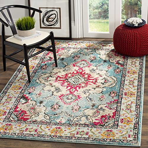 Monaco Area Rug 5'1"x7'7" (5'1" x 7'7" (Rectangular) / Light Blue/Fuchsia)