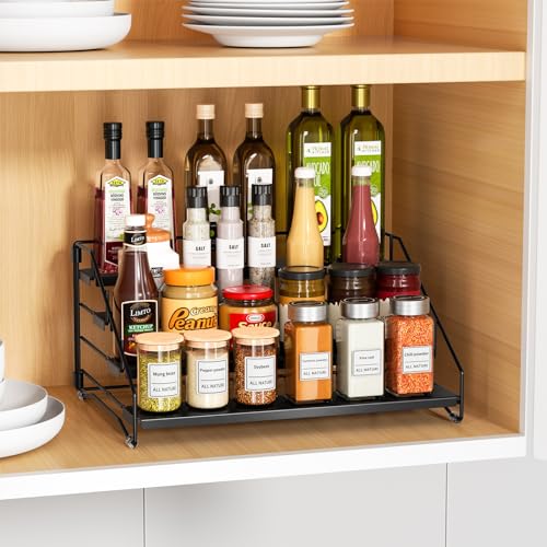 4 Tier Spice Rack Organizer for Cabinet (Black / 1Pack)