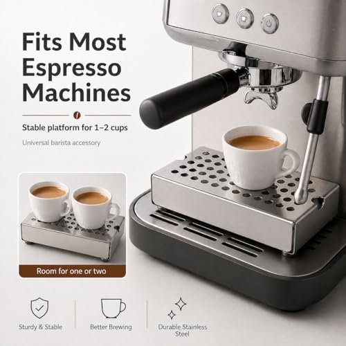 Anti Splash Espresso Cup Riser Stand for Espresso Machines (Silver / 30mm)