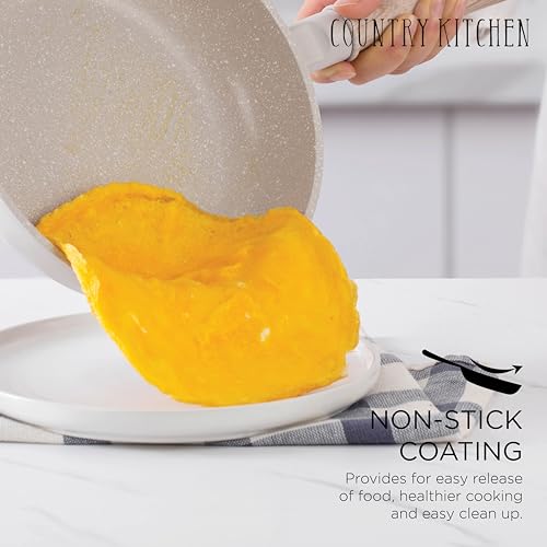 Non Stick Cast Aluminum Cookware Set (Cream Round Handle / 11 Pc.)