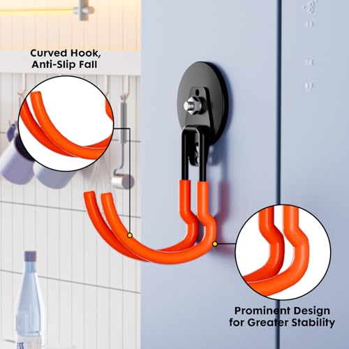 Magnetic Hooks Heavy Duty 4 Pack Storage Garage Magnet Hooks (Orange4pro)