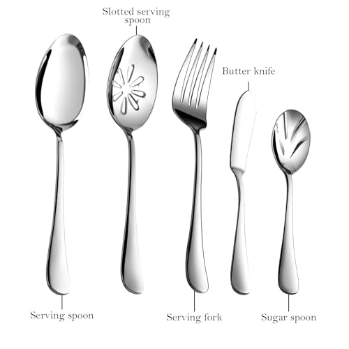 Silverware Set for 8 with Serving Utensils (Modern / 45 Piece)