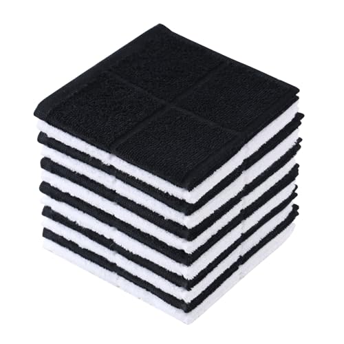 Kitchen Dish Cloths for Washing Dishes (Black White / 11x11 inches)