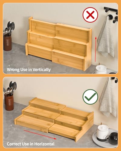Spice Rack 3 Tier Natural Bamboo (Bamboo-2 Pack)
