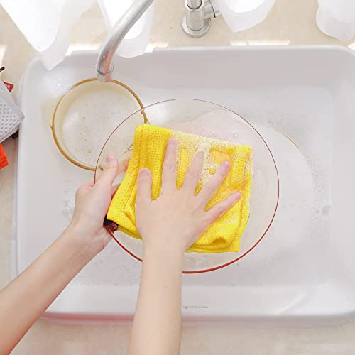 100% Cotton Waffle Weave Kitchen Dish Cloths 6 (Yellow / 12 X 12 - 6 Pack)