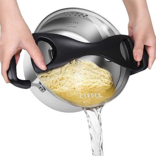 Stainless Steel Stock Pot with Pour Spout and Strainer (CYRSP2021S1 / 5 Quarts)