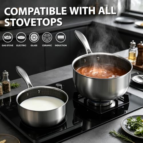 3 QT Stainless Steel Saucepan with Lid (3 Quarts)