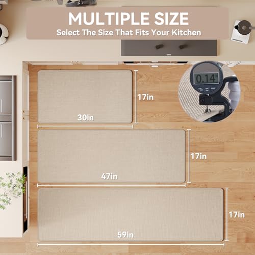 Kitchen Rugs Kitchen Mats for Floor Non Slip Washable Beige 17"x47" (A- Beige / 17"x47")