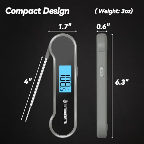 0.5 Sec Instant Read Meat Thermometer Digital for Cooking (Grey)
