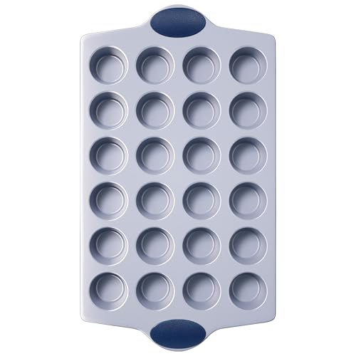 24 Cup Non Toxic Nonstick Ceramic Mini Muffin Pan & Cupcake Tin (Blue / 24 Cup Mini Muffin Pan (1 pack))