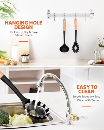 Kitchen Pasta Fork and Ladle Set (Black)